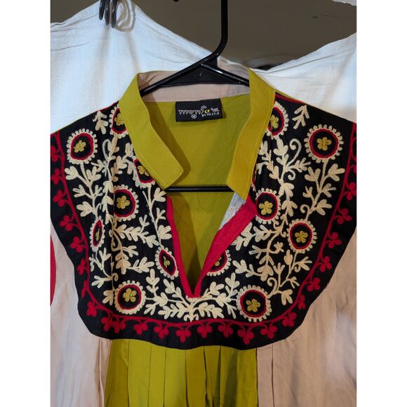 Monas by Allys Maxi Kurta Dress M – Handmade Embroidered Tunic Boho Ethnic - Picture 1 of 8